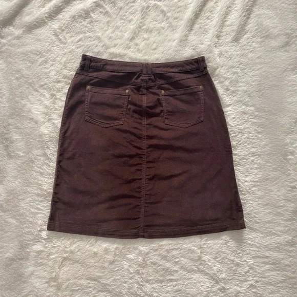 Chocolate Corduroy Croft & Barrow Button-front Skirt - Picture 2 of 5